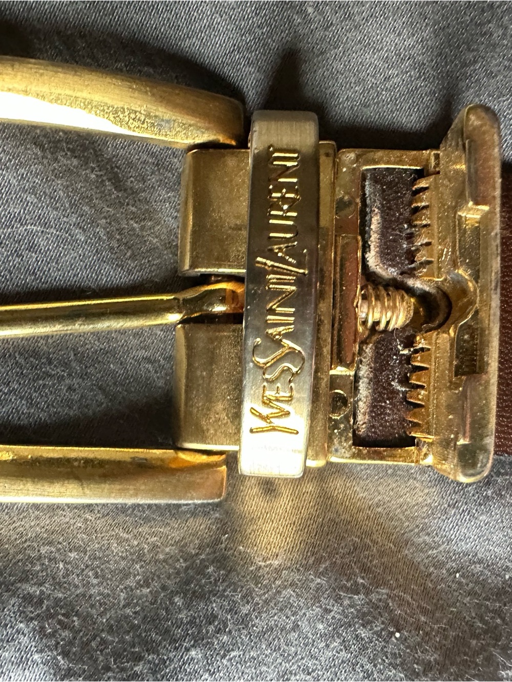 Saint Laurent Brown Belt with Gold-Tone Buckle - Picture 4 of 7